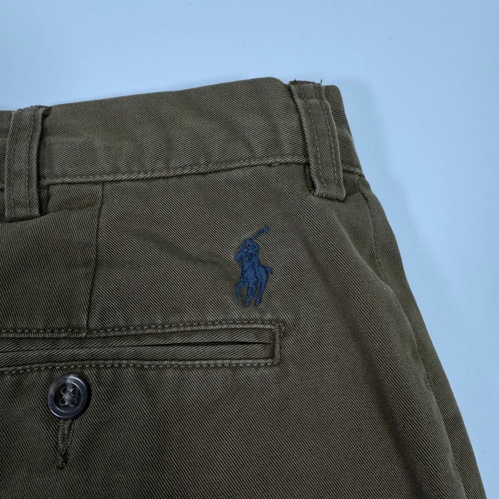 Vintage Polo Ralph Lauren Preston Mens Chinos 38x32 Brown Cotton Flat Front